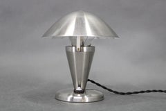 Czechoslovak Art Deco Chrome Table Lamp with Metal Shade, 1930s