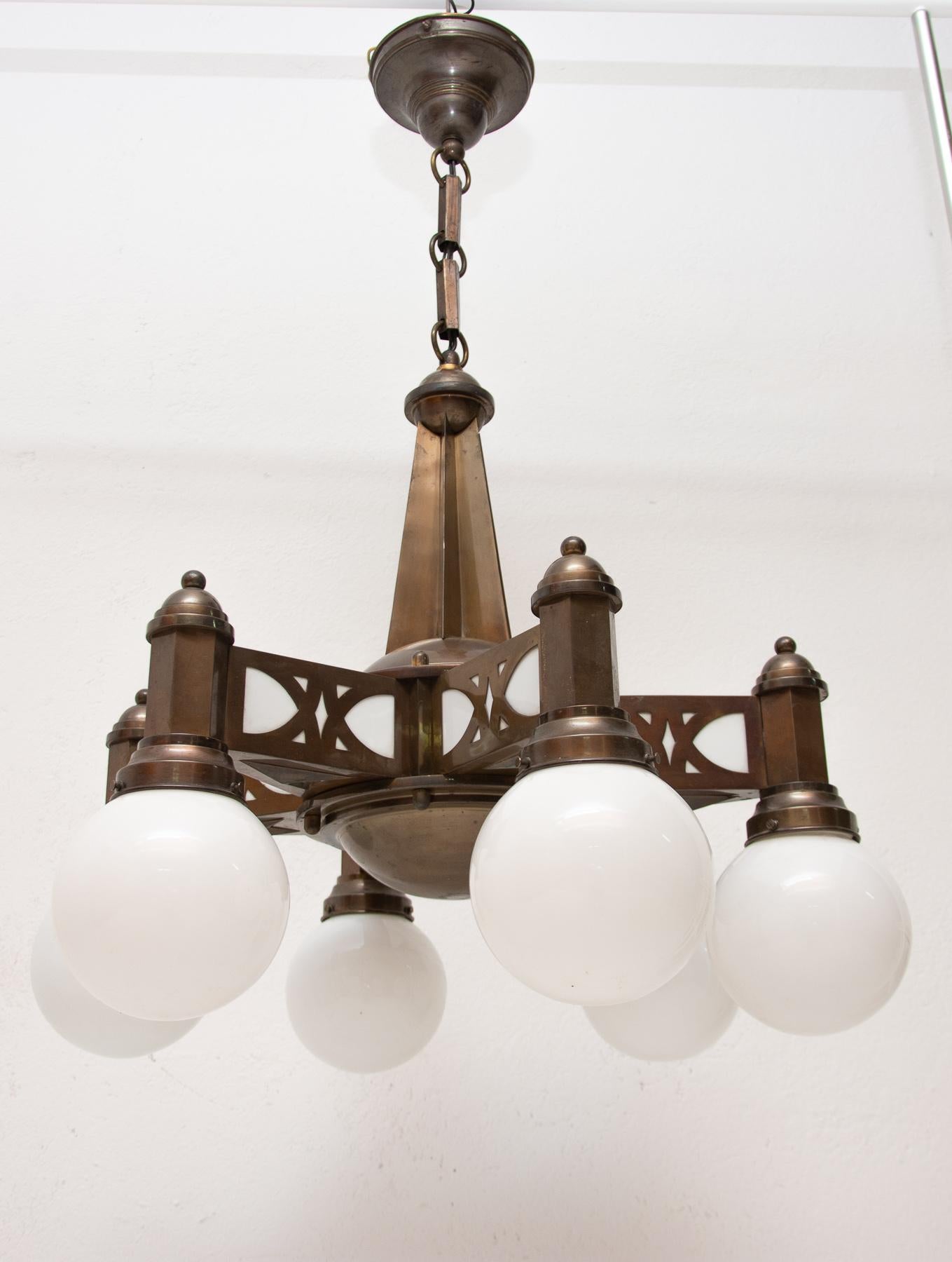 Other Czechoslovak Cubist Chandelier, 1920s