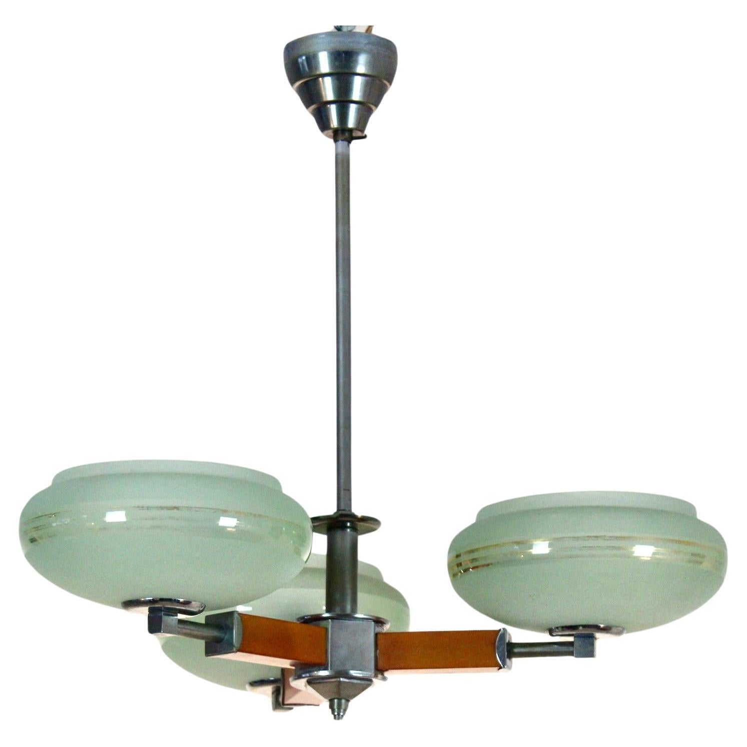 Lampadario funzionalista cecoslovacco in stile Art Déco, 1930-1935 circa