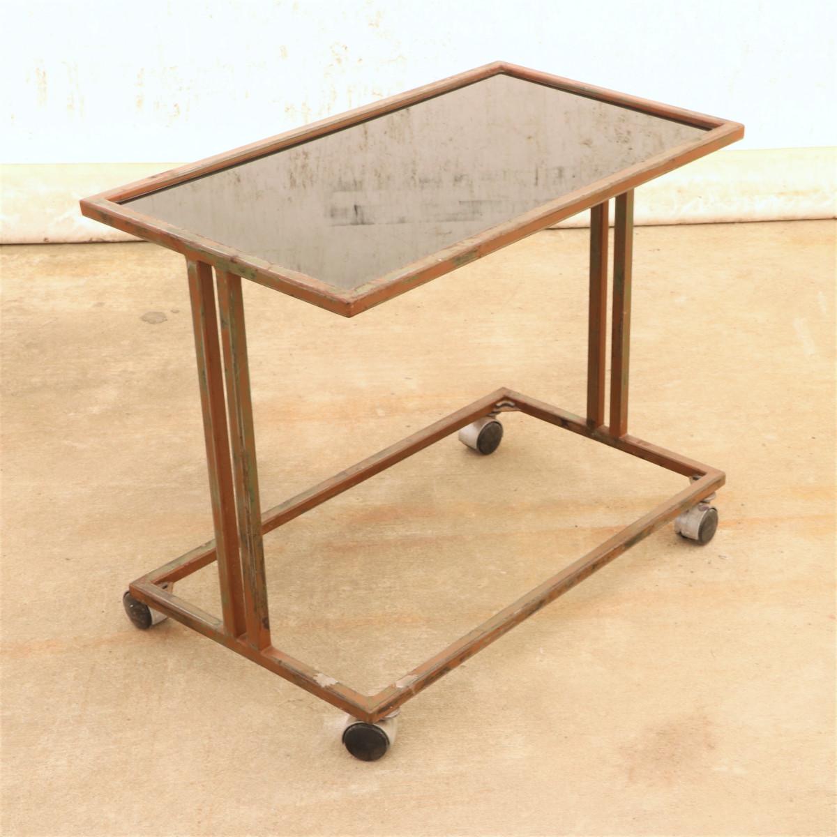Iron Czechoslovak Industrial Serving Trolley on Wheels from the 1970s For Sale