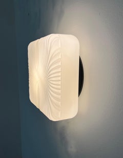 Czechoslovak Mid-century Pair of White Glass Wall by OSVETLOVACI SKLO, 1970s