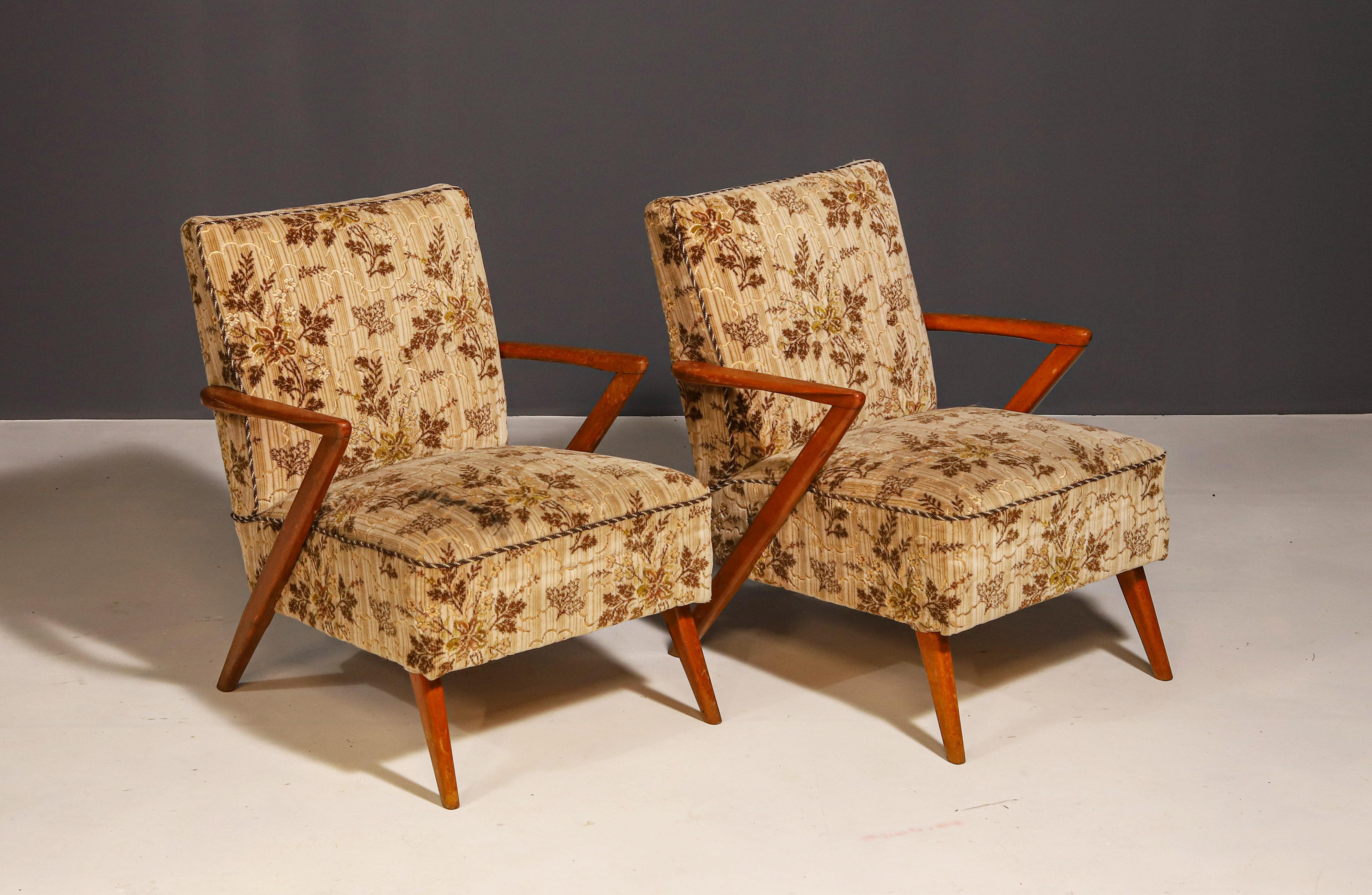 Fauteuils tchécoslovaques du milieu du siècle, années 1960, ensemble de 2 en vente 1