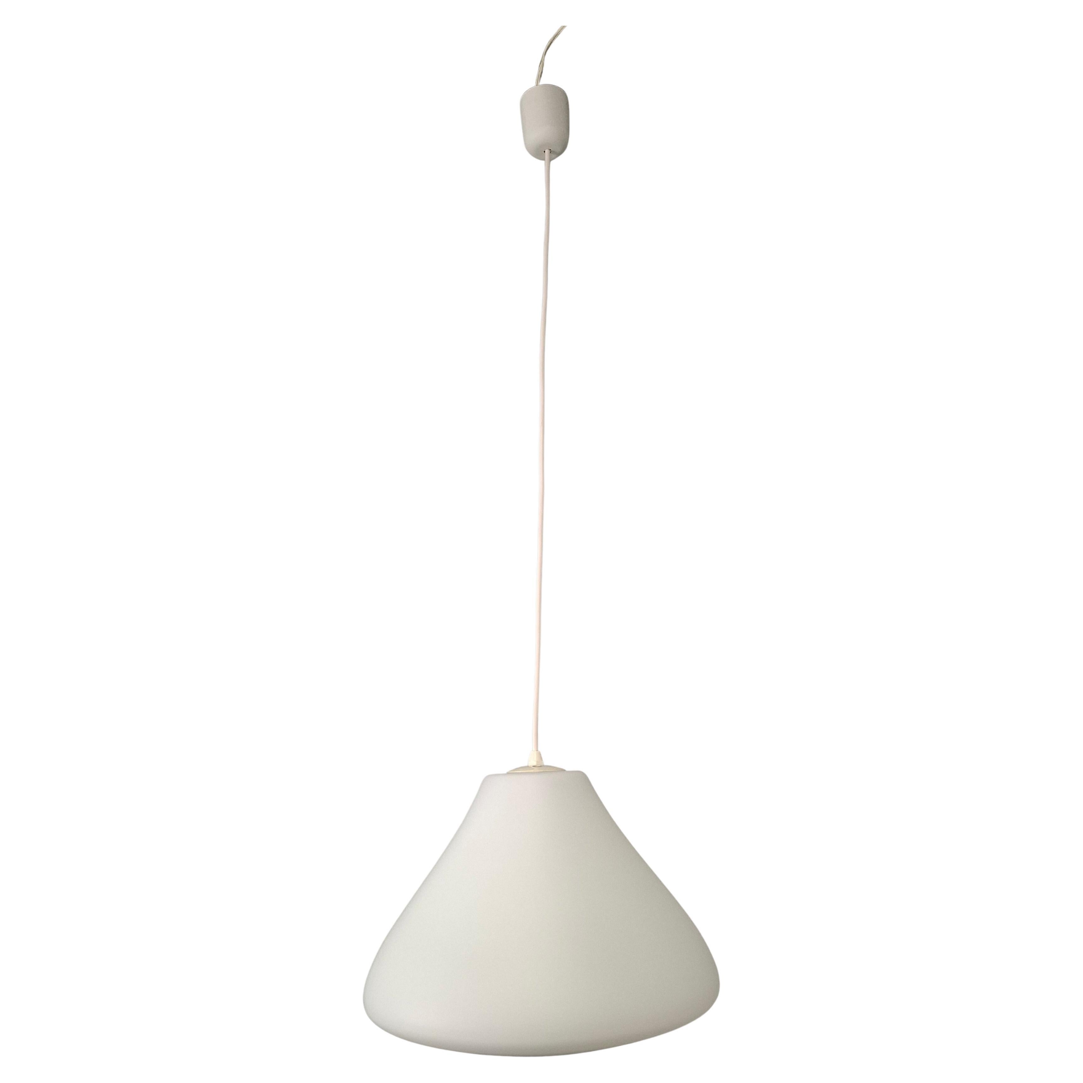 Czechoslovak Midcentury Modern Pendant Light in Opaline Glass and Plastic, 1970s For Sale