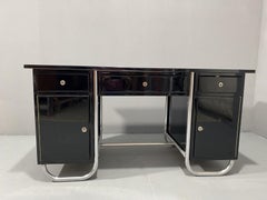 Czechoslovak modernist chrome and wood writing desk, 1950´s, Europe