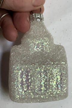 Czechoslovakia Blown Glass Glittery White Church Christmas Tree Ornament