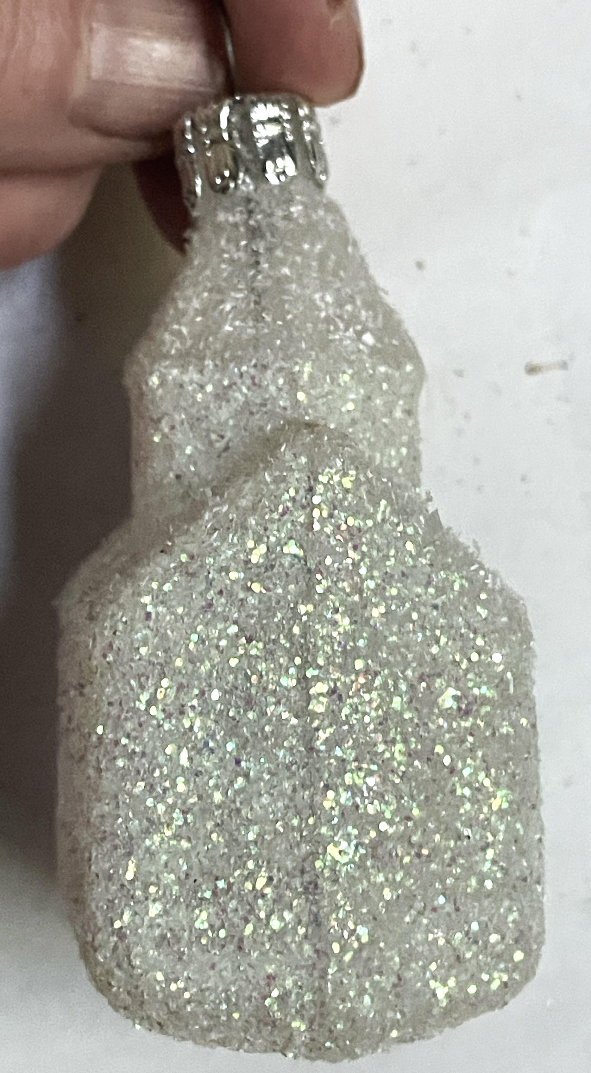 Czechoslovakia Blown Glass Glittery White Church Christmas Tree Ornament For Sale 4