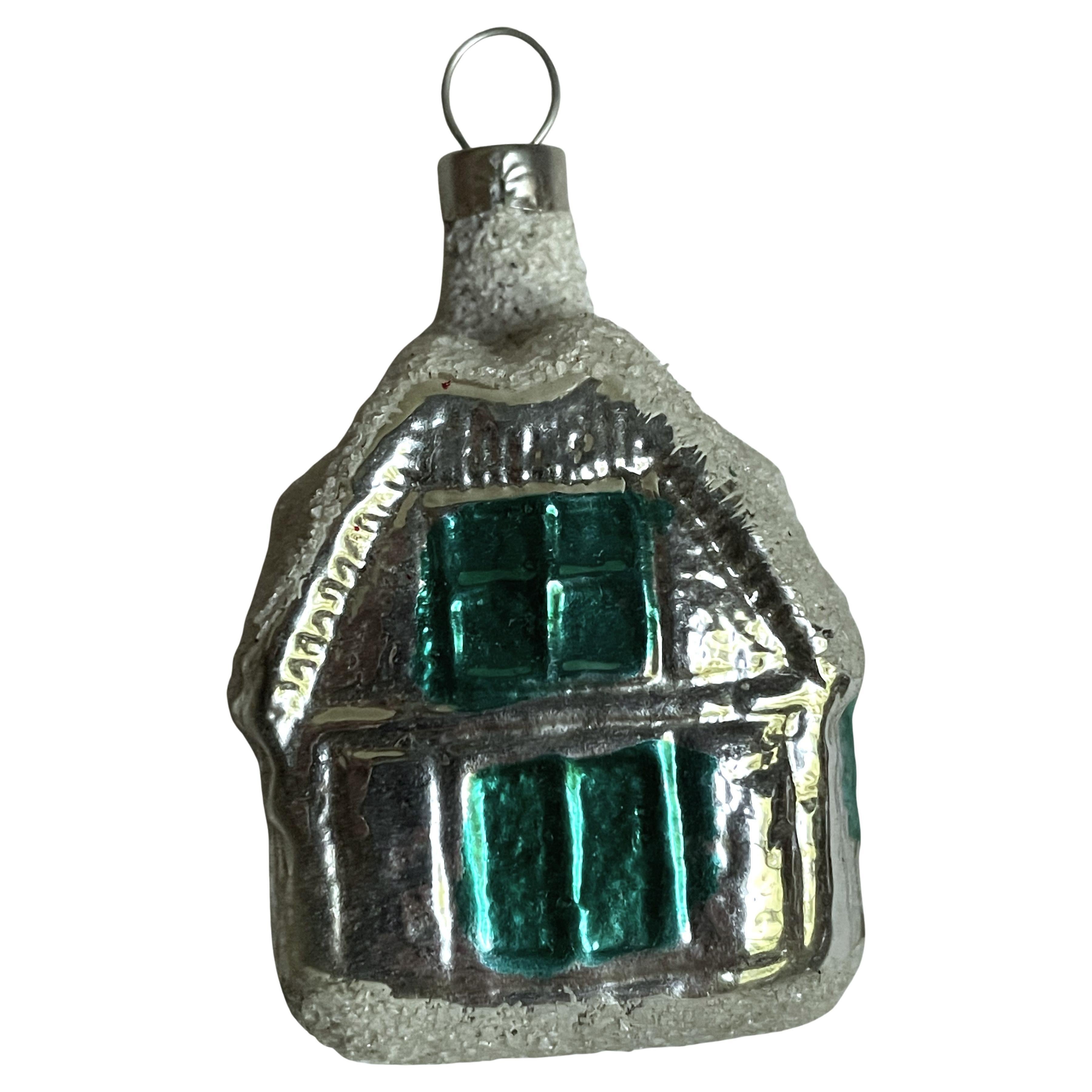 Tschechoslowakei Haus/Cottage mundgeblasenes Quecksilberglas Christbaumschmuck