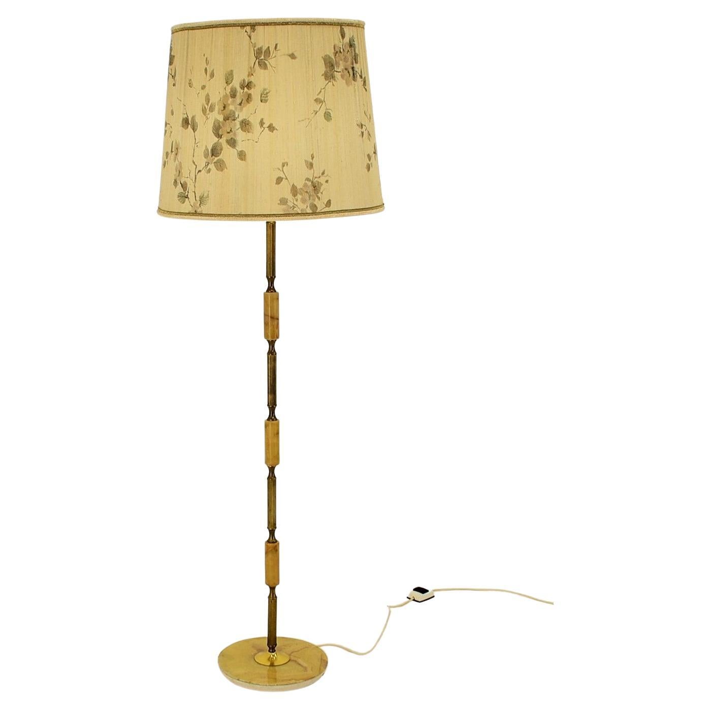 Czechoslovakia Mid-Century Floor Lamp in Alabaster and Brass, 1950s For Sale