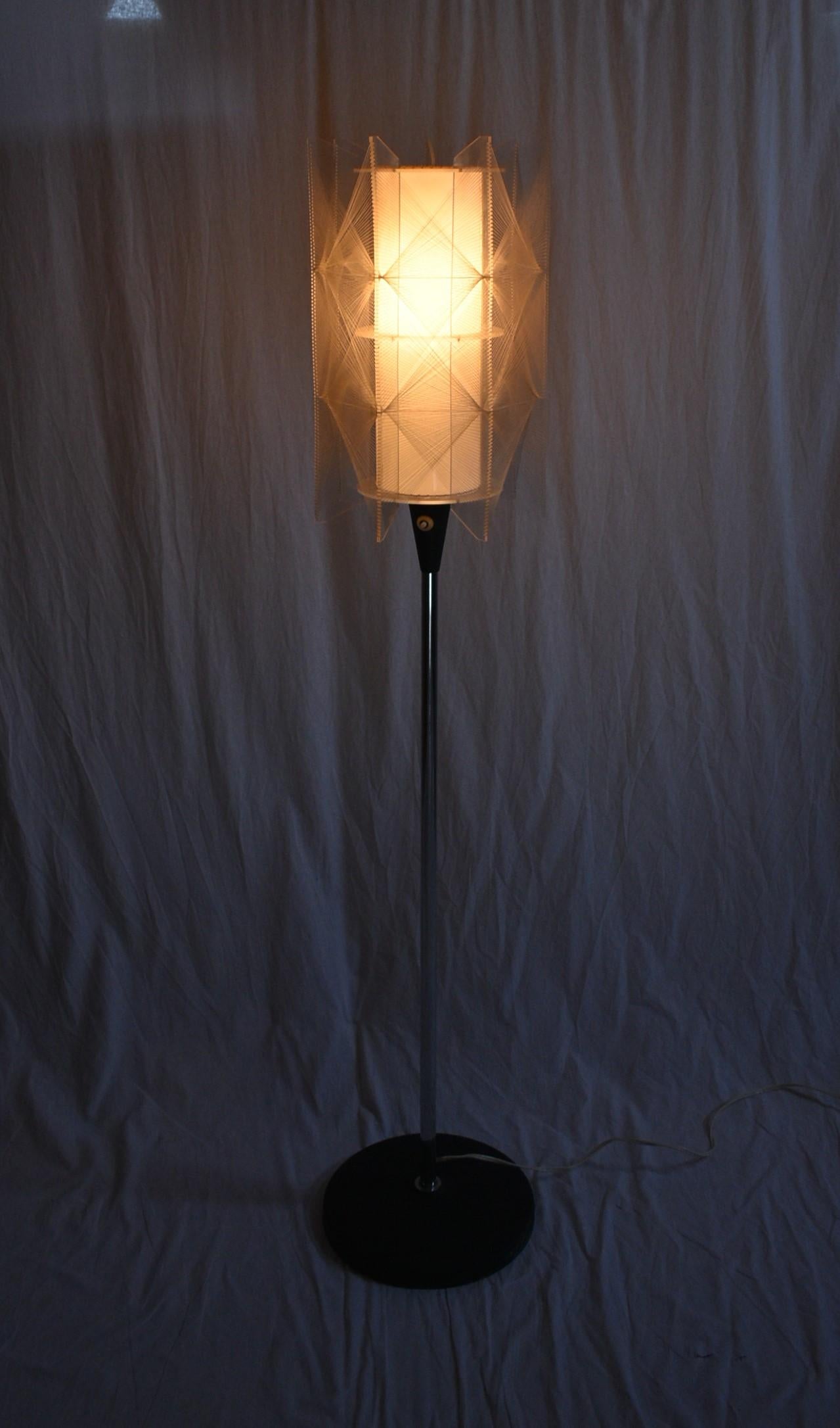 Czechoslovakia Mid-Century Floor Lamp in Nylon and Metal, 1950s For Sale 6