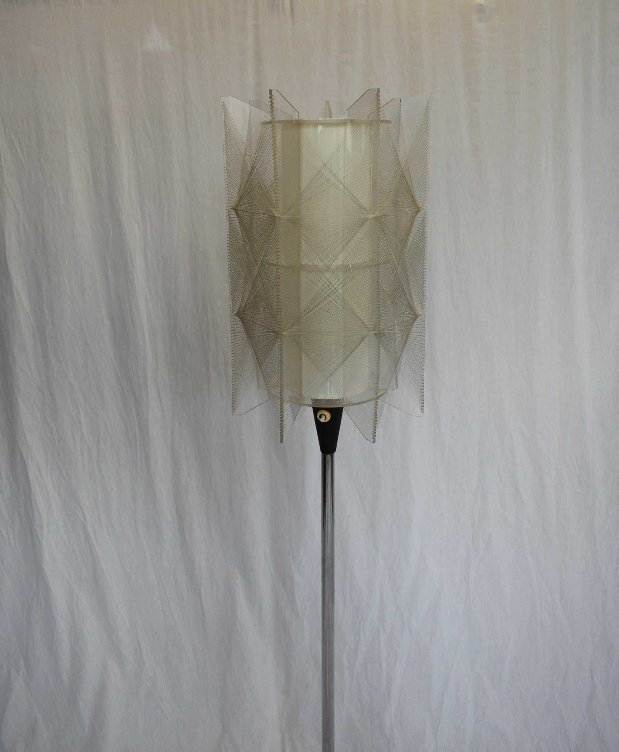 Czechoslovakia Mid-Century Floor Lamp in Nylon and Metal, 1950s For Sale 8