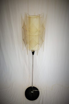 Czechoslovakia Mid-Century Floor Lamp in Nylon and Metal, 1950s