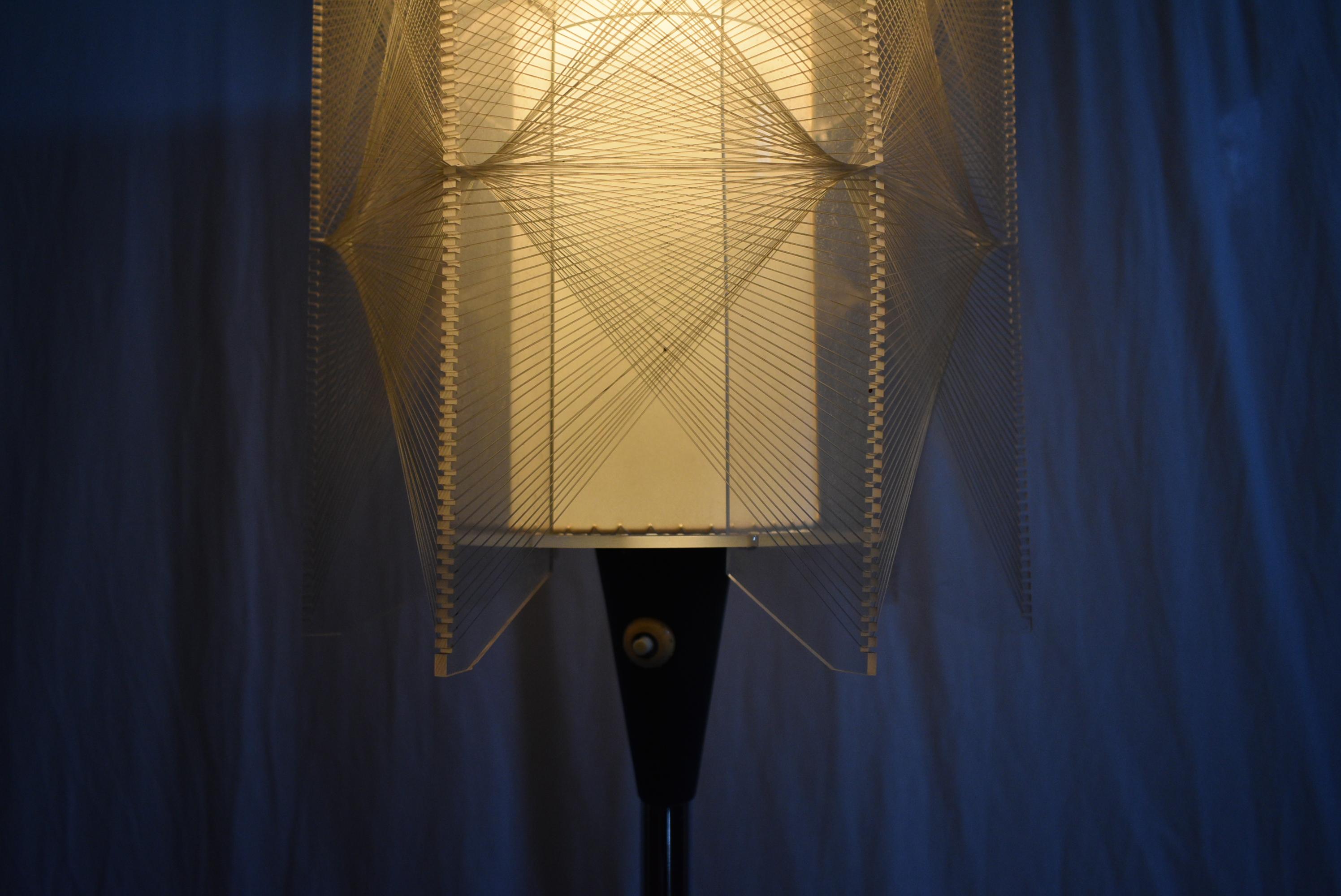 Czechoslovakia Mid-Century Floor Lamp in Nylon and Metal, 1950s For Sale 2