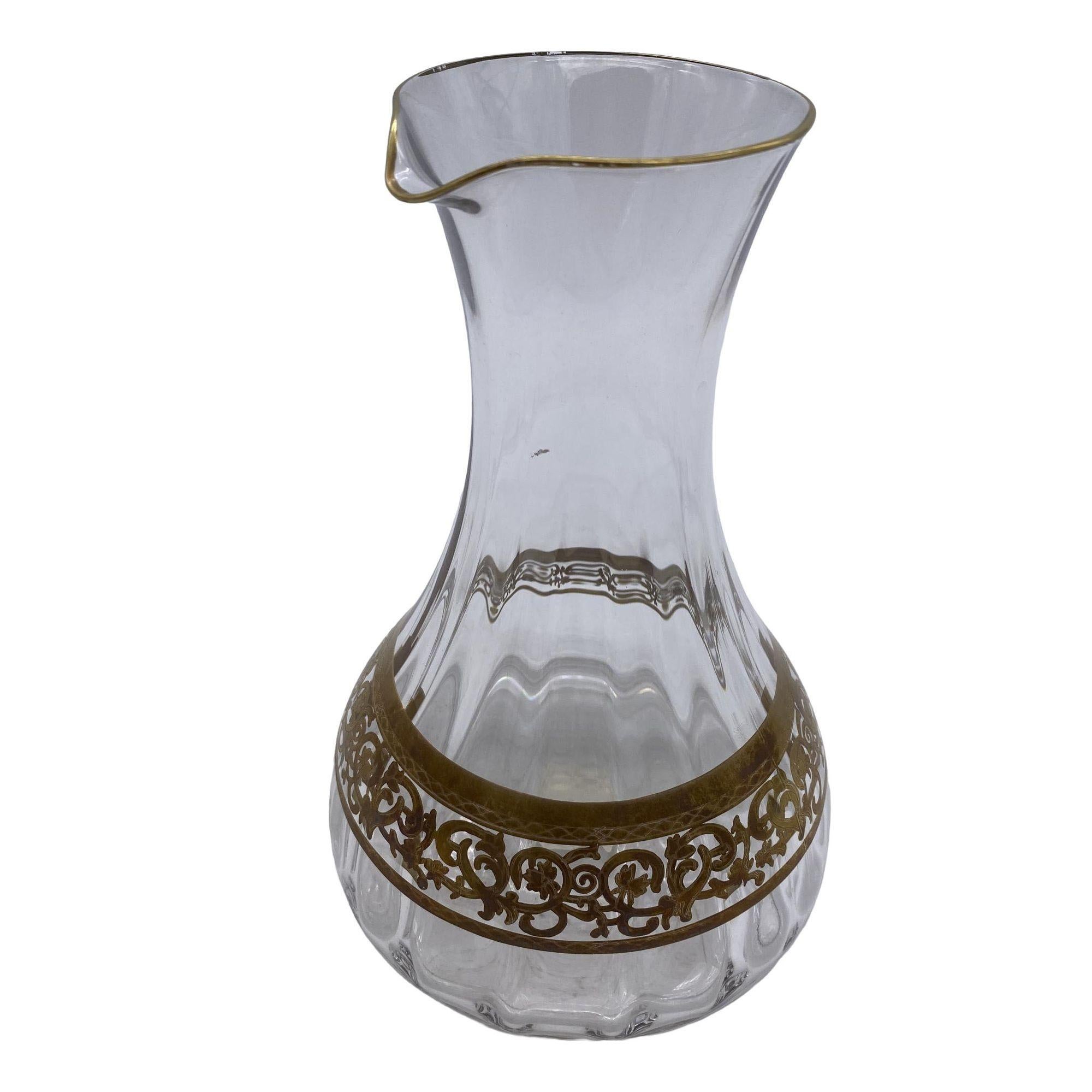 Art déco Ensemble de pichets en verre d'art Moser de Tchécoslovaquie avec feuille d'or en vente