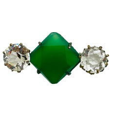 CZECHOSLOVAKIA signed gold glass art deco designer brooch