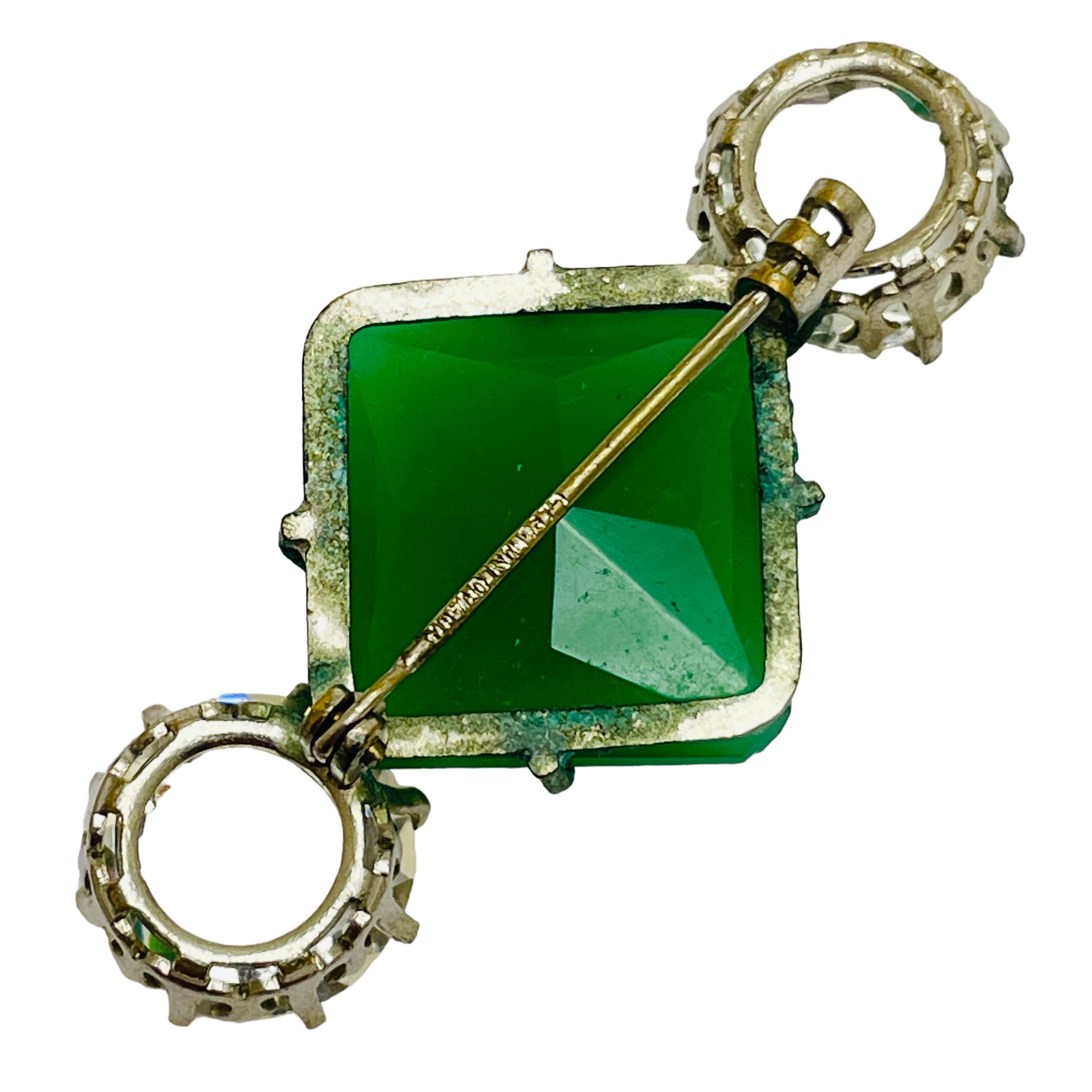 CZECHOSLOVAKIA signed gold glass art deco designer brooch In Good Condition For Sale In Palos Hills, IL