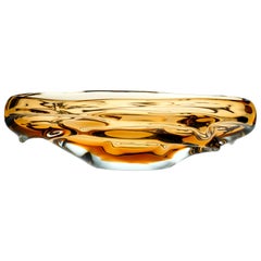 Czechoslovakian Amber Art Glass Bowl by Jan Beranek for Skrdlovice, 1960s