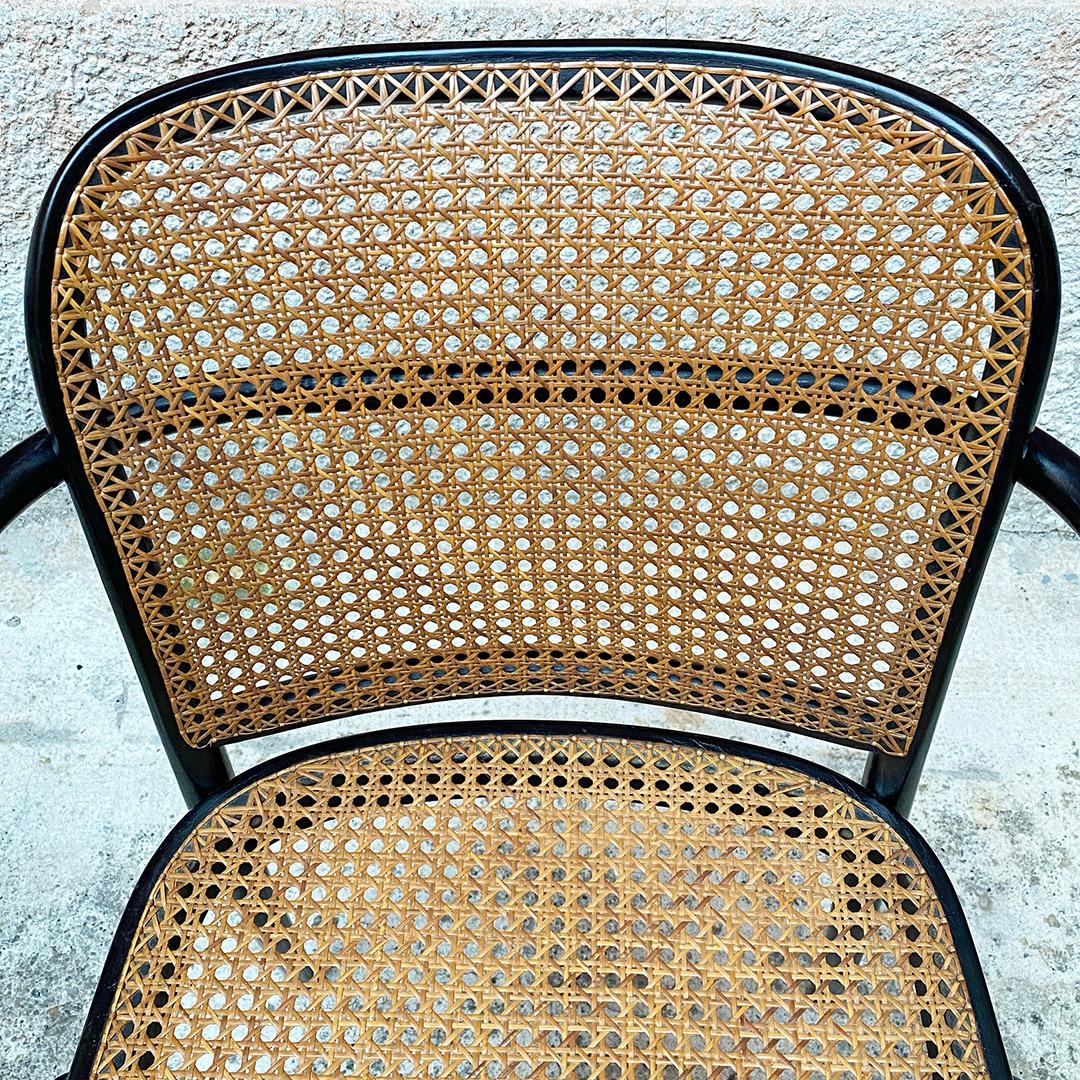Czechoslovakian Antique Beech and Vienna Straw Chairs with Armrests, Ligna 1900 6