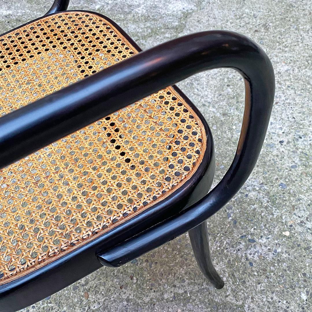Czechoslovakian Antique Beech and Vienna Straw Chairs with Armrests, Ligna 1900 9