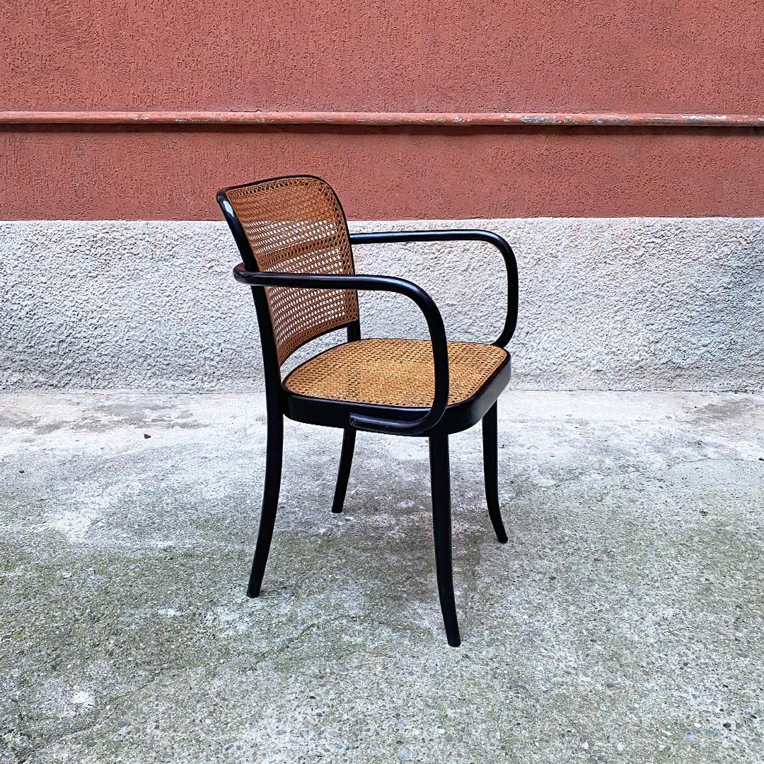 Czechoslovakian Antique Beech and Vienna Straw Chairs with Armrests, Ligna 1900 In Good Condition In MIlano, IT