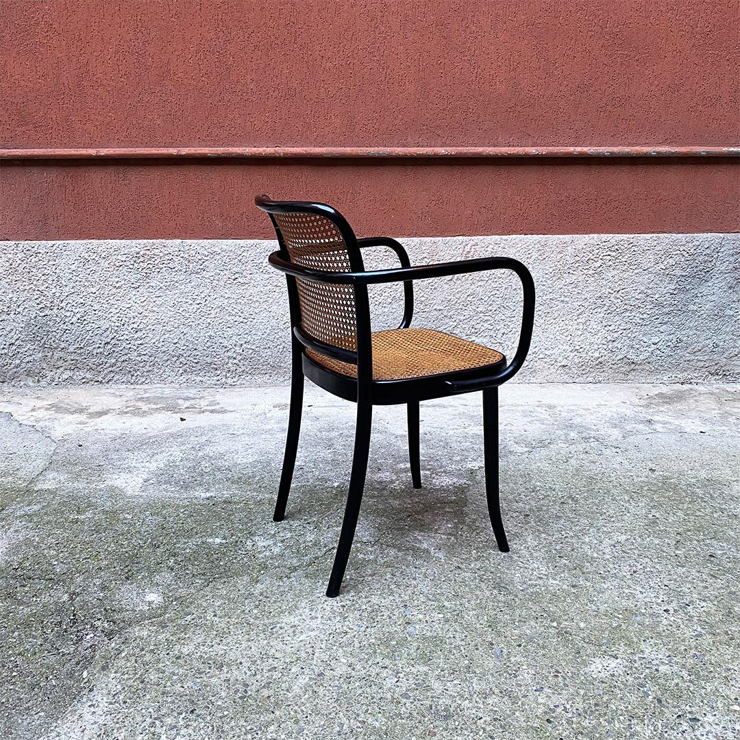 Czechoslovakian Antique Beech and Vienna Straw Chairs with Armrests, Ligna 1900 1