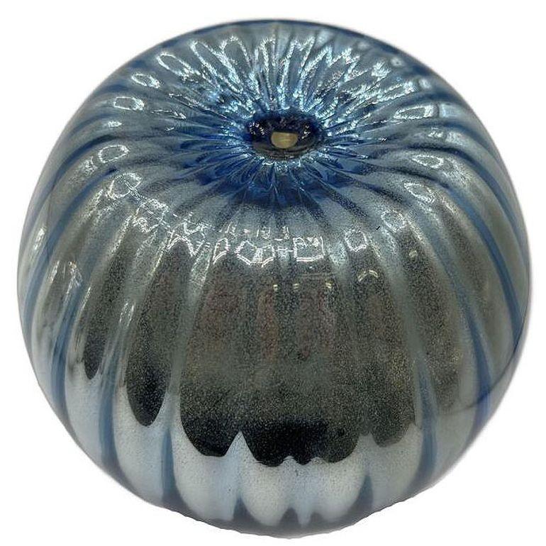 Czechoslovakian Art Deco Cobalt Mercury Glass Ball Candlestick Holders, Pair For Sale 2