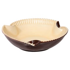 Czechoslovakian Art Deco Cream and Espresso Hued Ceramic Bowl by Royal Crown