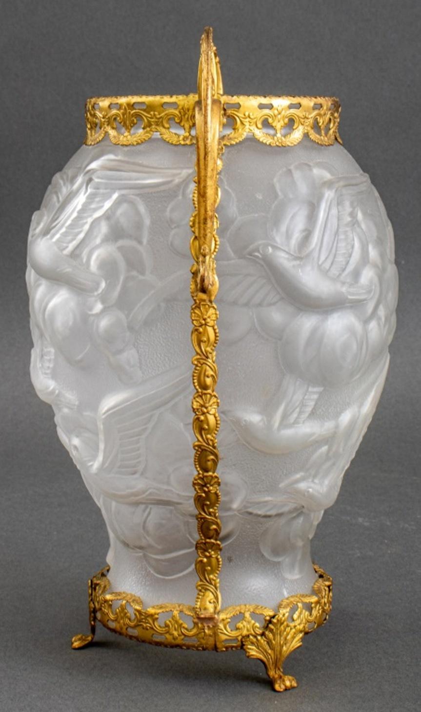 Tschechoslowakei-Vase aus vergoldetem Metall und Glas im Art déco-Stil im Angebot 3