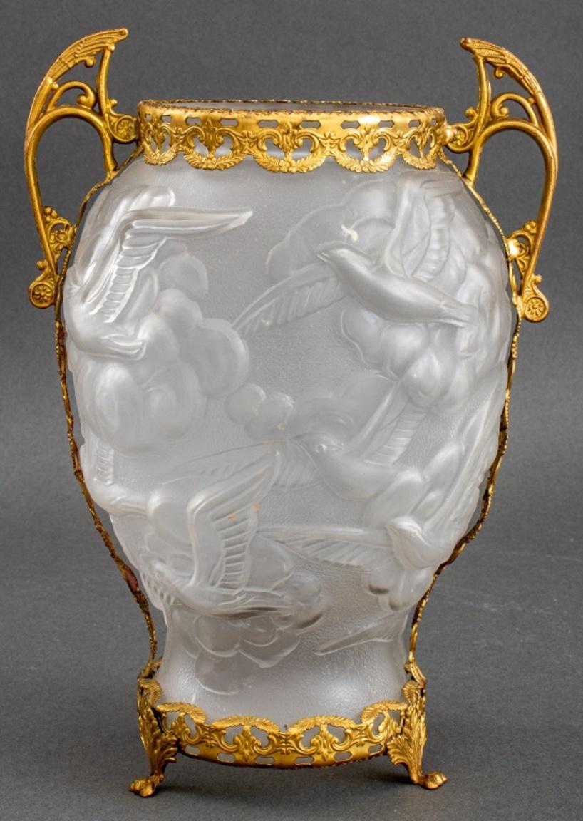 Czechoslovakian Art Deco Giltmetal & Glass Vase For Sale 4