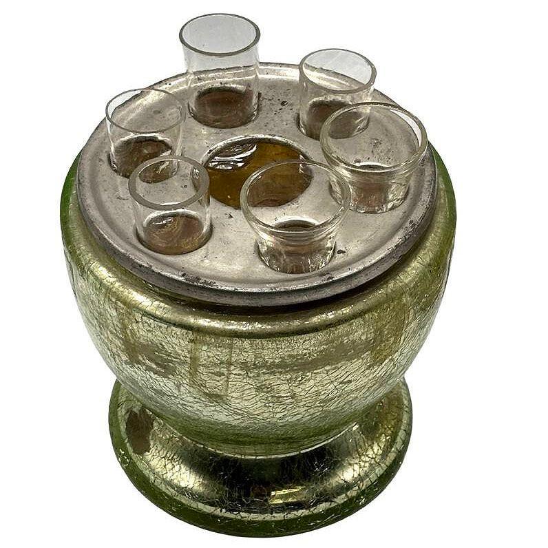 Juego de Huevo decantador y chupito de cristal de mercurio checoslovaco Art Decó en venta 3