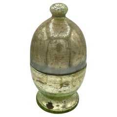 Czechoslovakian Art Deco Mercury Glass Decanter Egg w/ Shot Glass Set