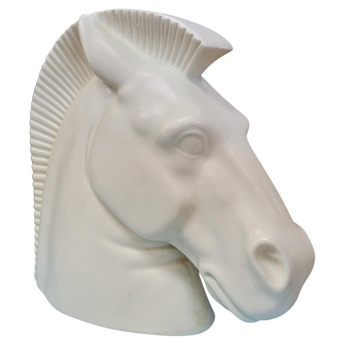 Busto di cavallo in porcellana di bisquit cecoslovacca, 1920-1960 circa