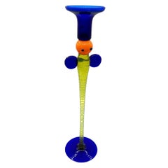 Portacandele a farfalla in vetro artistico della Bohemia cecoslovacca di Jiri Sugajek