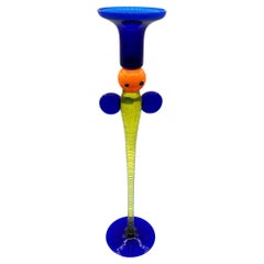 Portacandele a farfalla in vetro artistico della Bohemia cecoslovacca di Jiri Sugajek