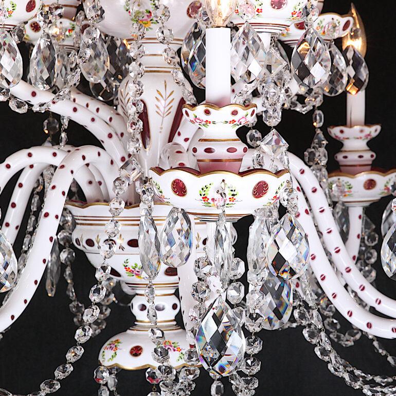 Czechoslovakian Bohemian Cameo Glass Twelve-Arm Chrystal Chandelier 1