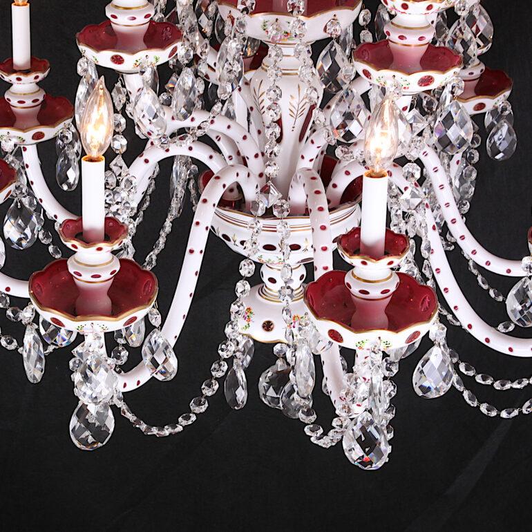 Czechoslovakian Bohemian Cameo Glass Twelve-Arm Chrystal Chandelier 2