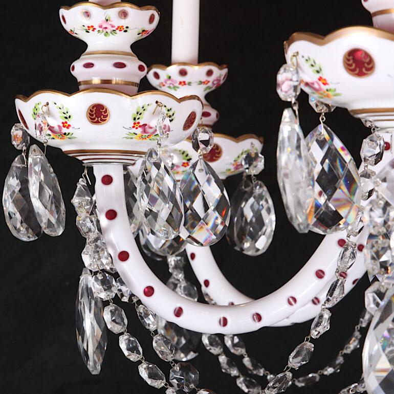 Czechoslovakian Bohemian Cameo Glass Twelve-Arm Chrystal Chandelier 4