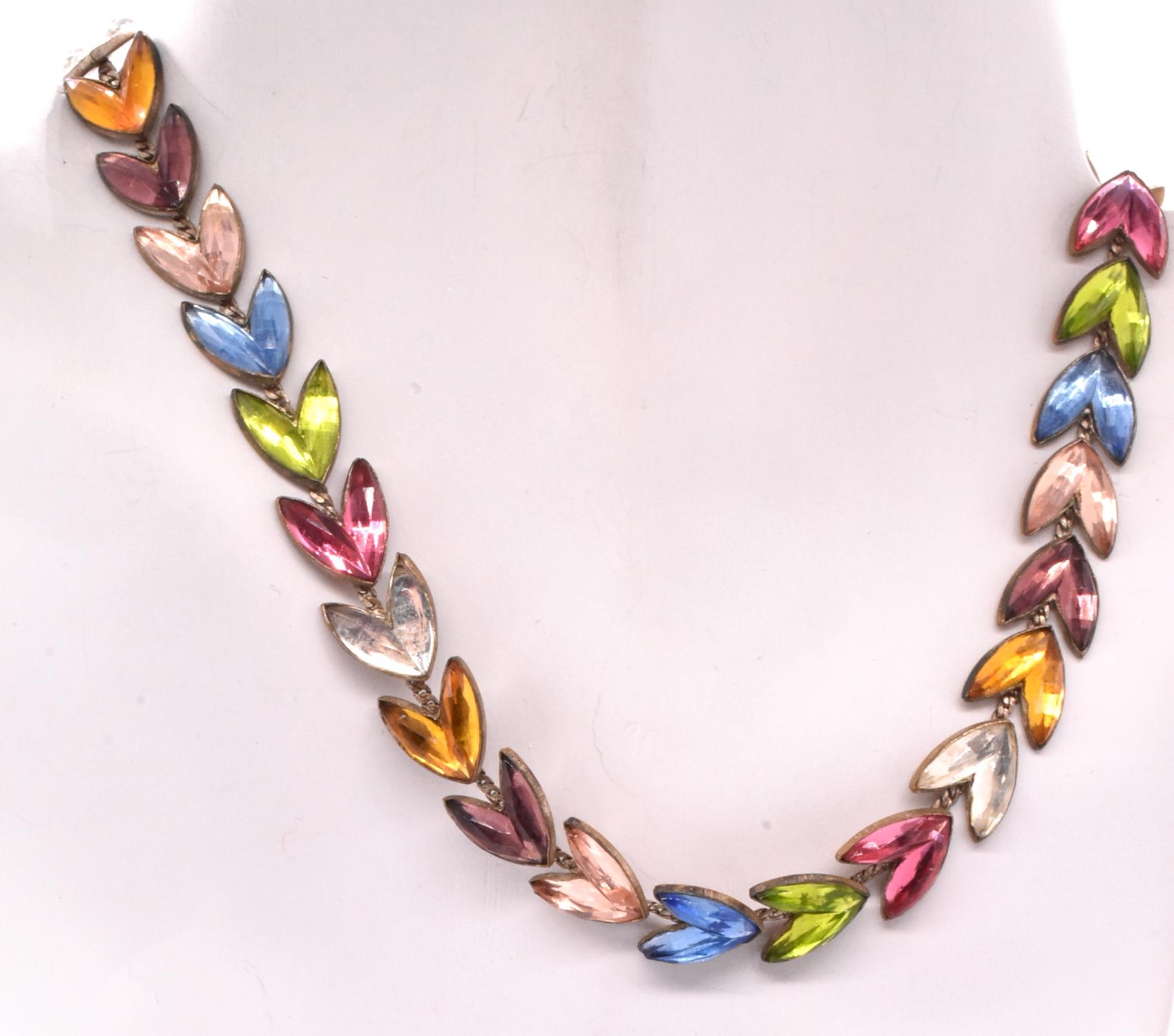 Art Deco Czechoslovakian Glass Harlequin Necklace
