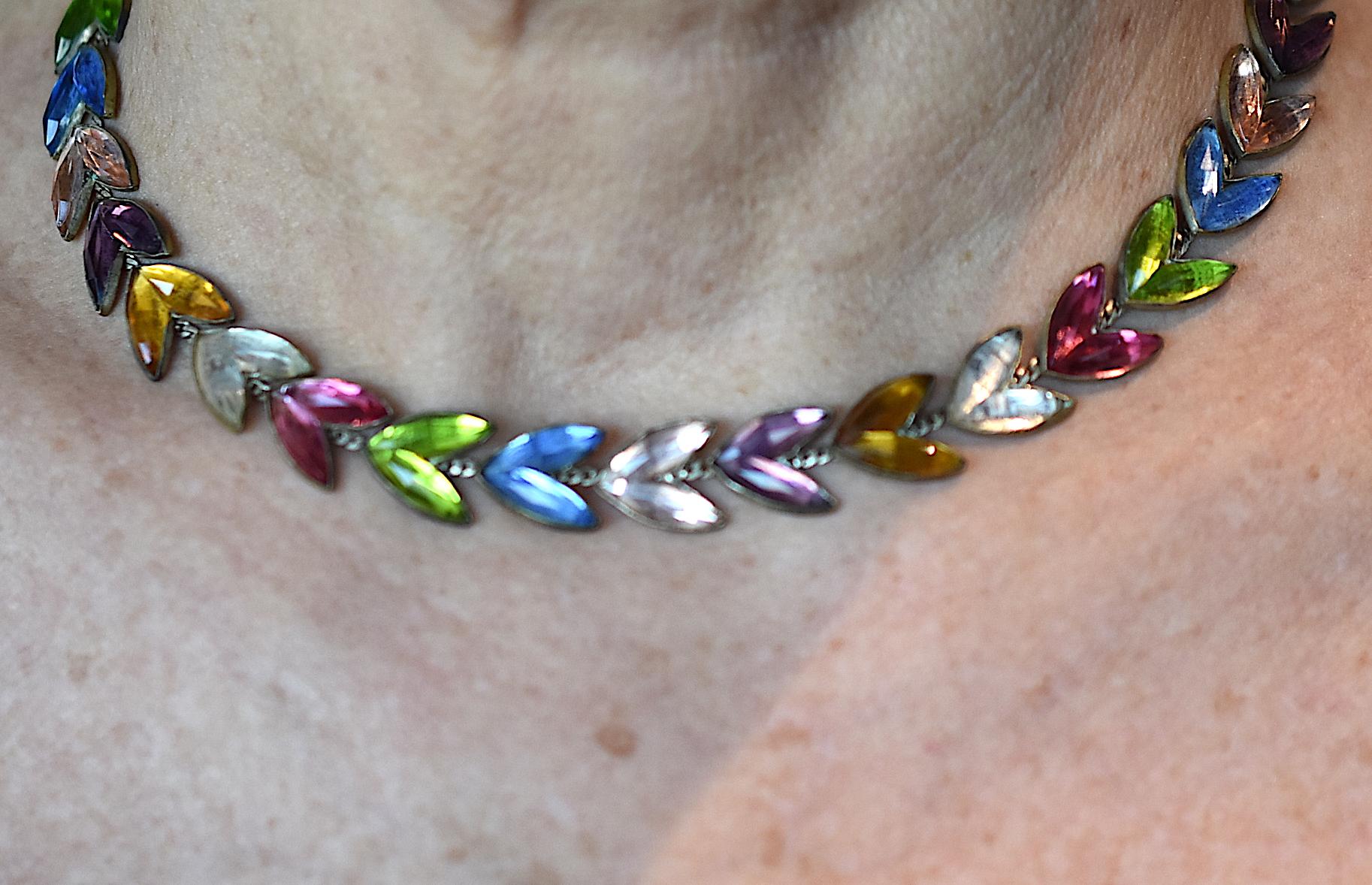 Czechoslovakian Glass Harlequin Necklace 3