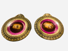 Czechoslovakian Pair of Bronze Hand Painted Porcelain Plates