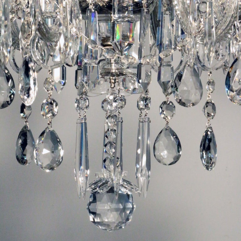 Czechoslovakian SixLight Crystal Chandelier with Swags and Pendant