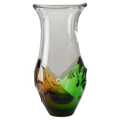Jarrón checoslovaco de vidrio artístico Skrdlovice Sommerso 7633 de Ladislav Palacek 1976