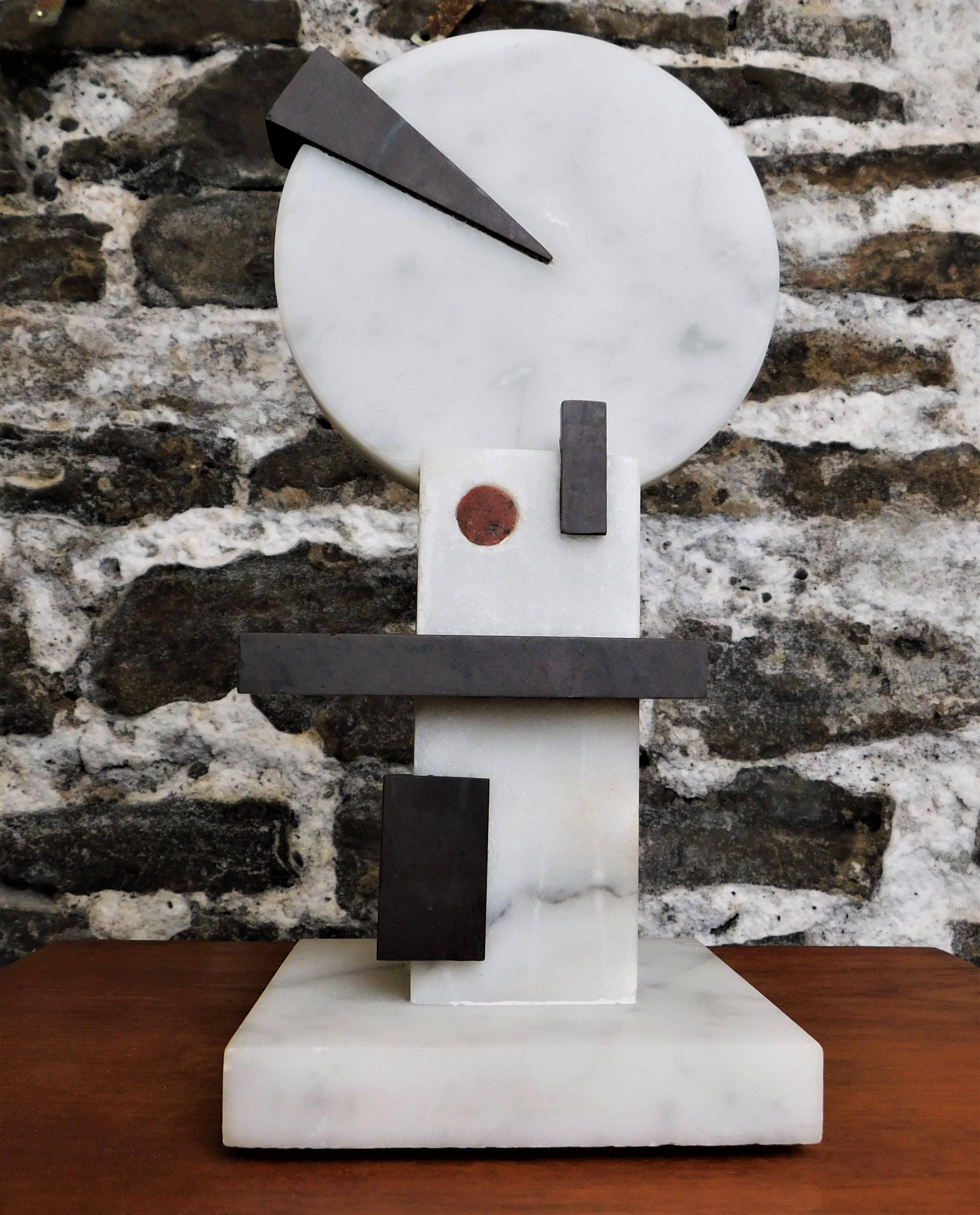 Czeslaw Budny Modern Abstract Constructivist Marble Sculpture Base Signed For Sale 2