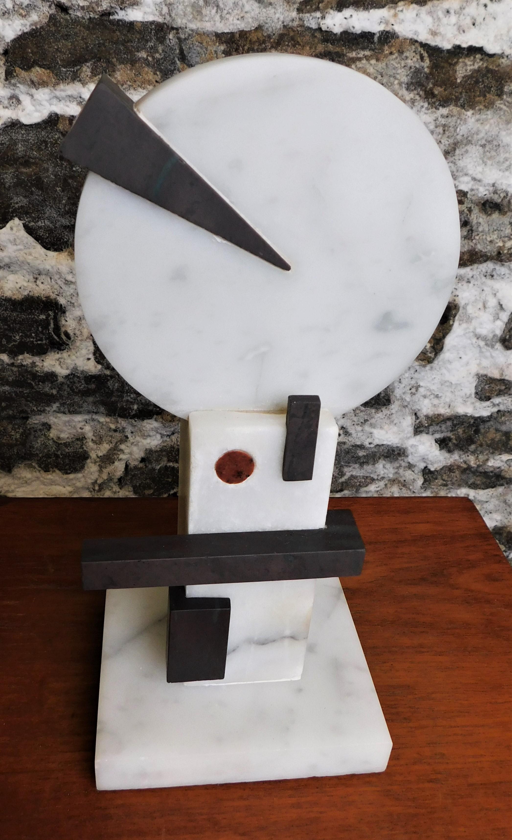 Canadian Czeslaw Budny Modern Abstract Constructivist Marble Sculpture Base Signed For Sale