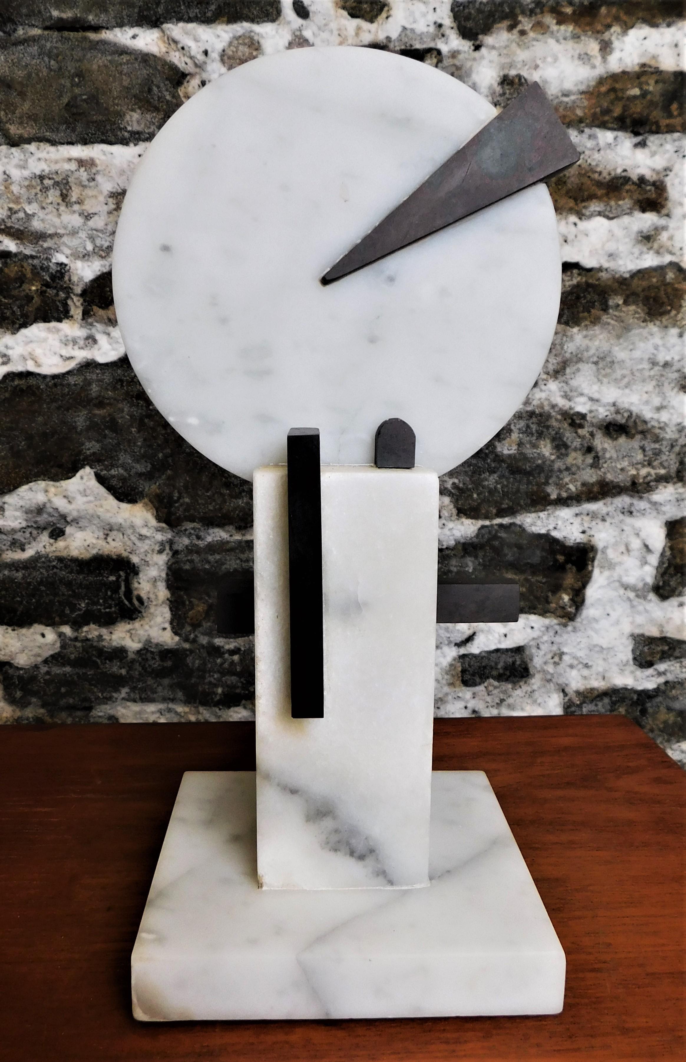 Stone Czeslaw Budny Modern Abstract Constructivist Marble Sculpture Base Signed For Sale