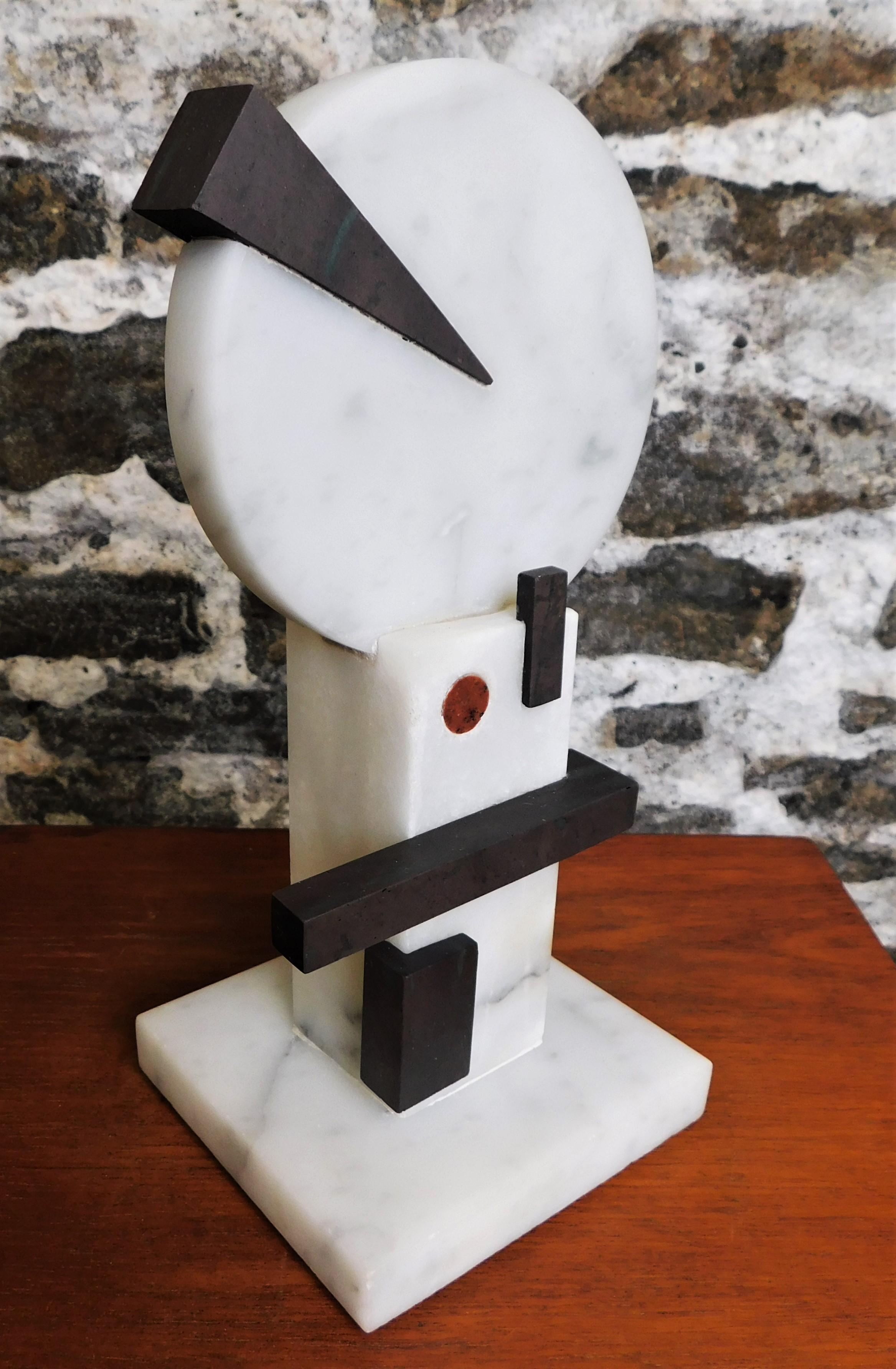 Czeslaw Budny Modern Abstract Constructivist Marble Sculpture Base Signed For Sale 1