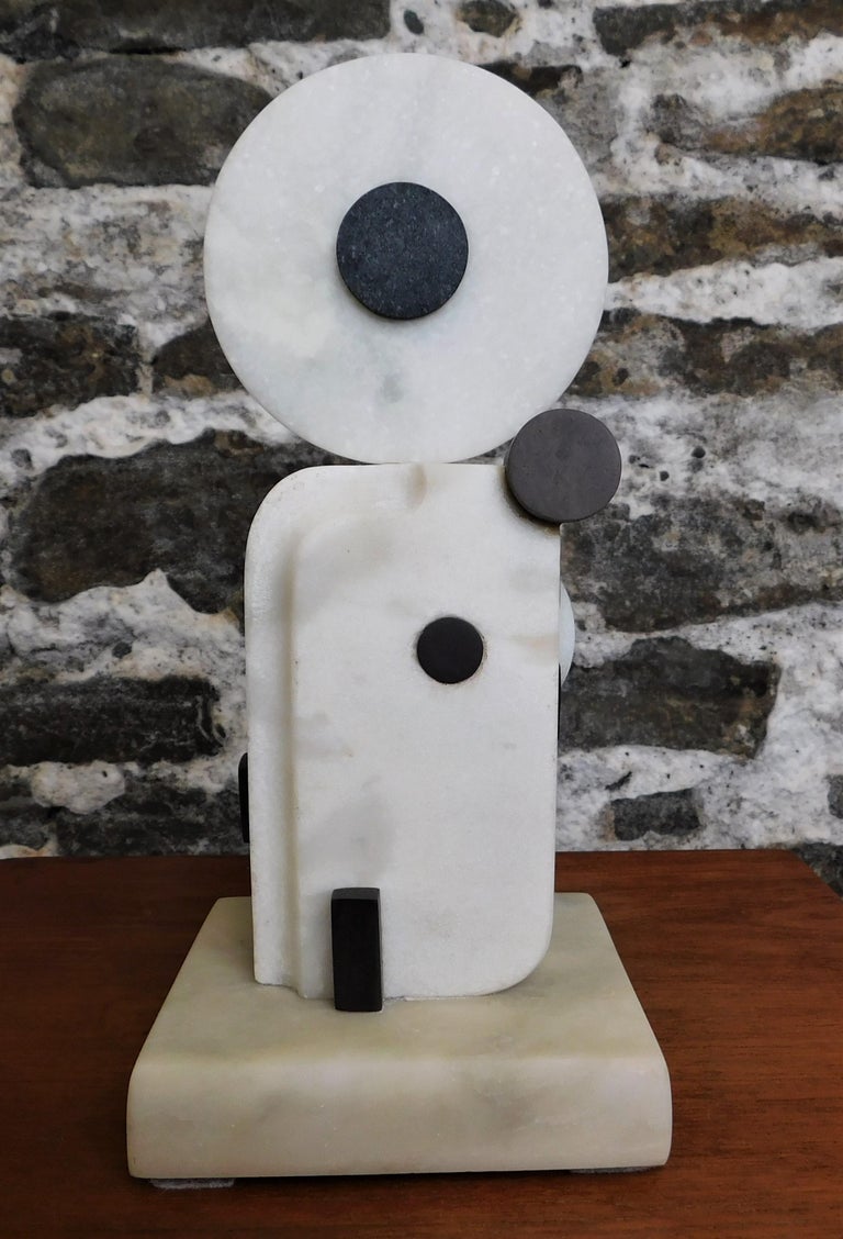 Canadian Czeslaw Budny Signed Modern Abstract Constructivist Marble Sculpture Base For Sale