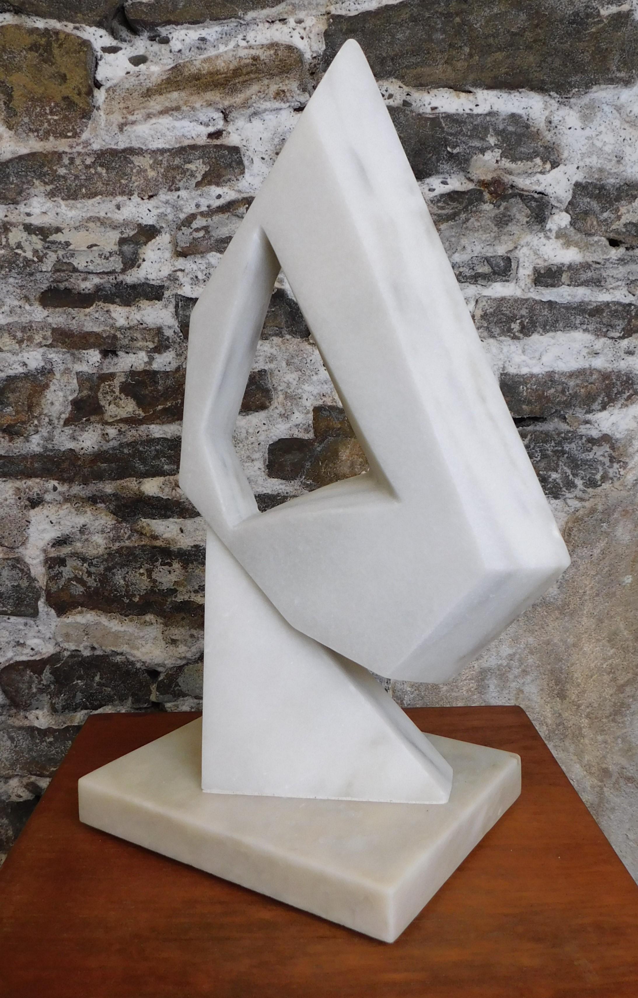 Mid-Century Modern Czeslaw Budny Signed Modern Abstract Constructivist Marble Sculpture Base For Sale