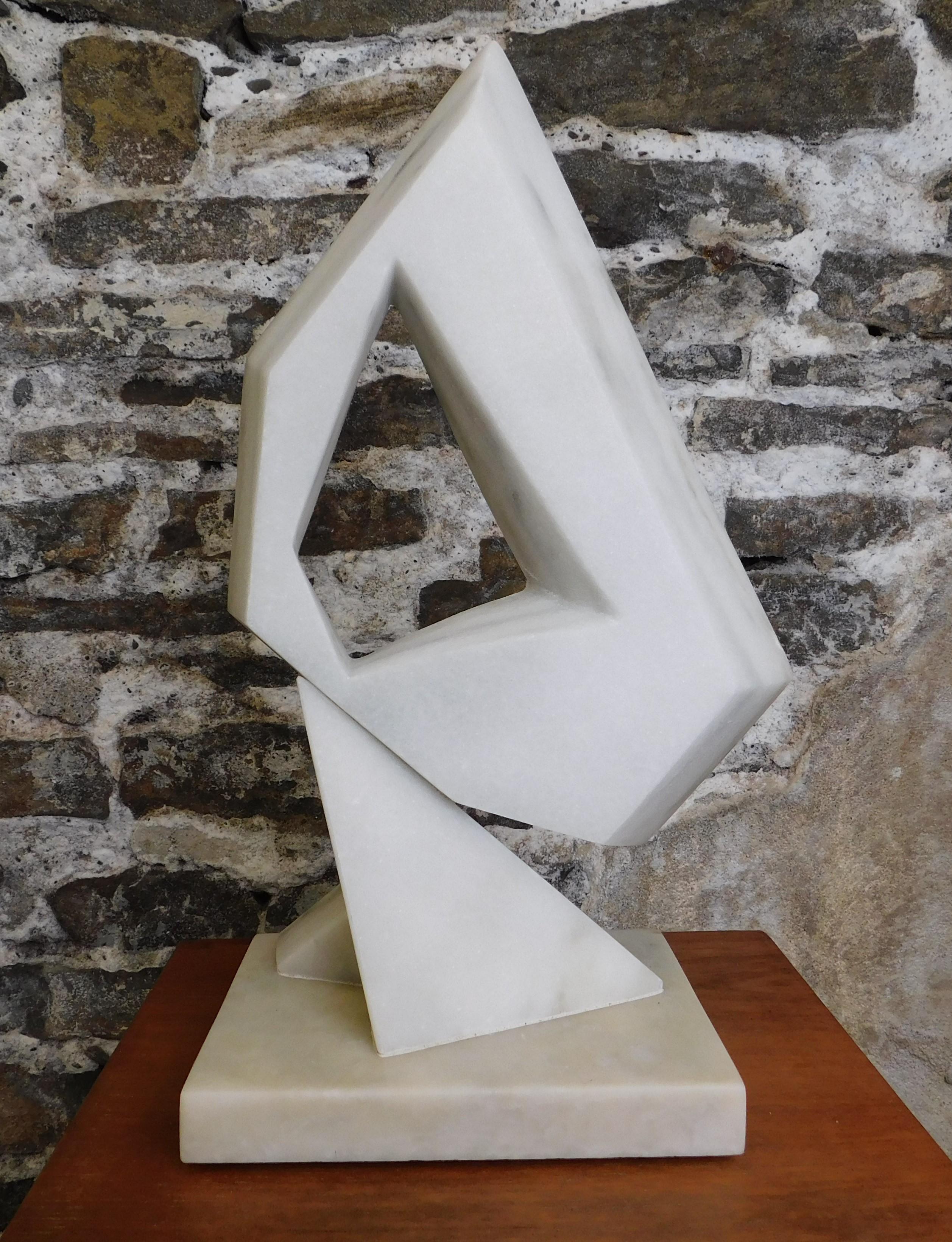 Canadian Czeslaw Budny Signed Modern Abstract Constructivist Marble Sculpture Base For Sale