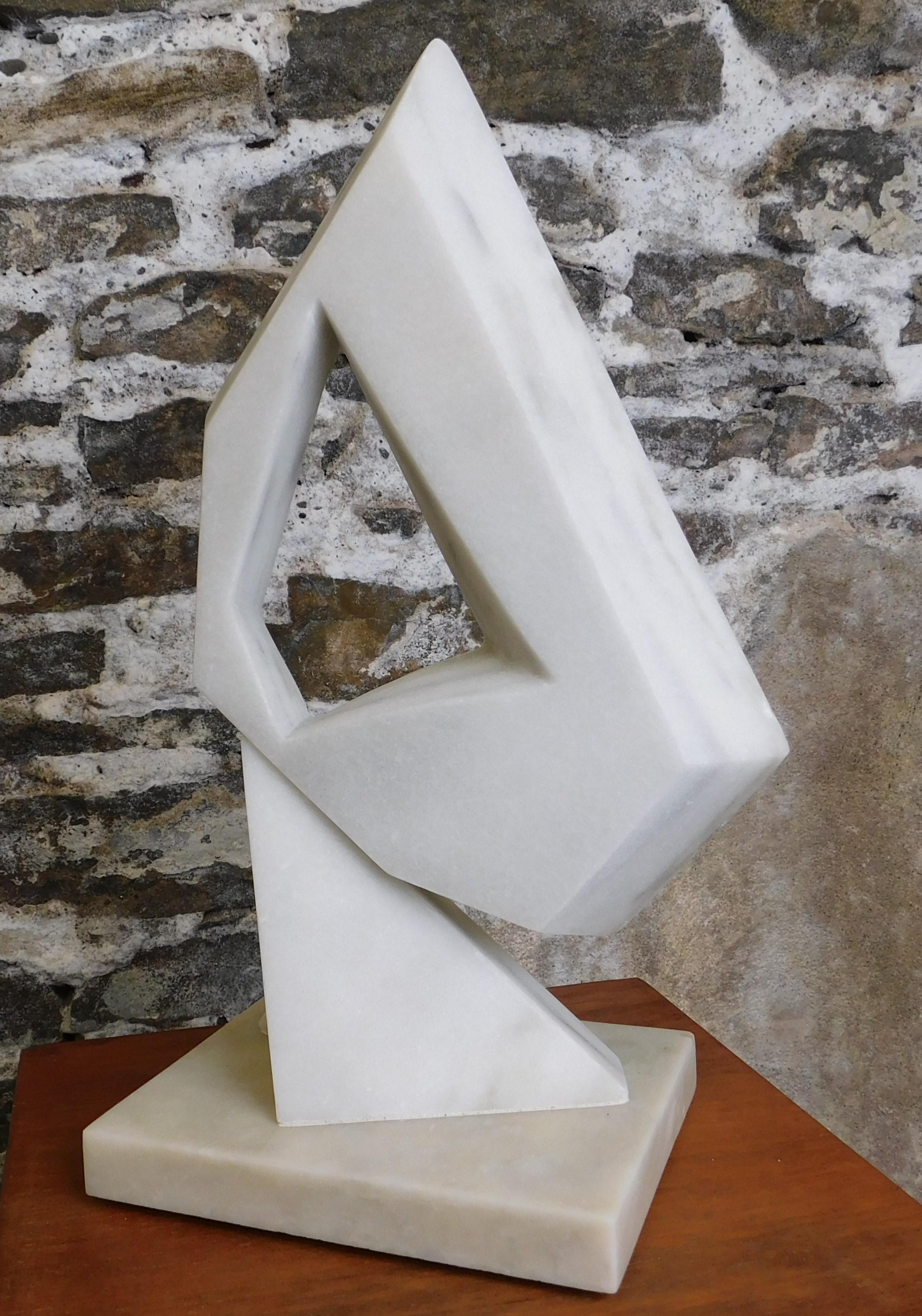 Hand-Crafted Czeslaw Budny Signed Modern Abstract Constructivist Marble Sculpture Base For Sale