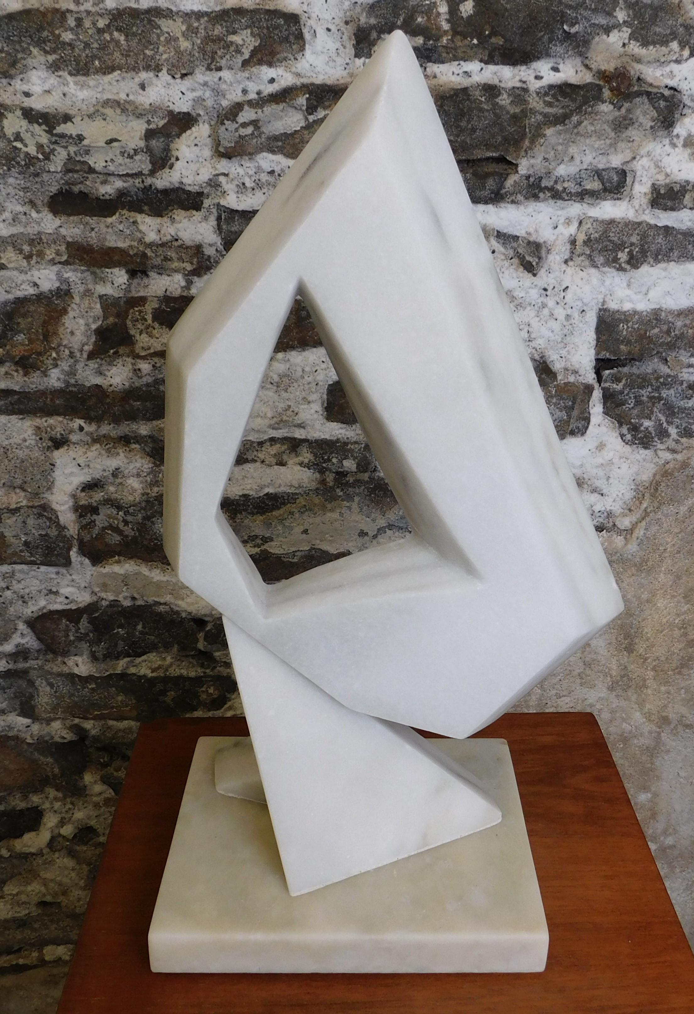 Contemporary Czeslaw Budny Signed Modern Abstract Constructivist Marble Sculpture Base For Sale